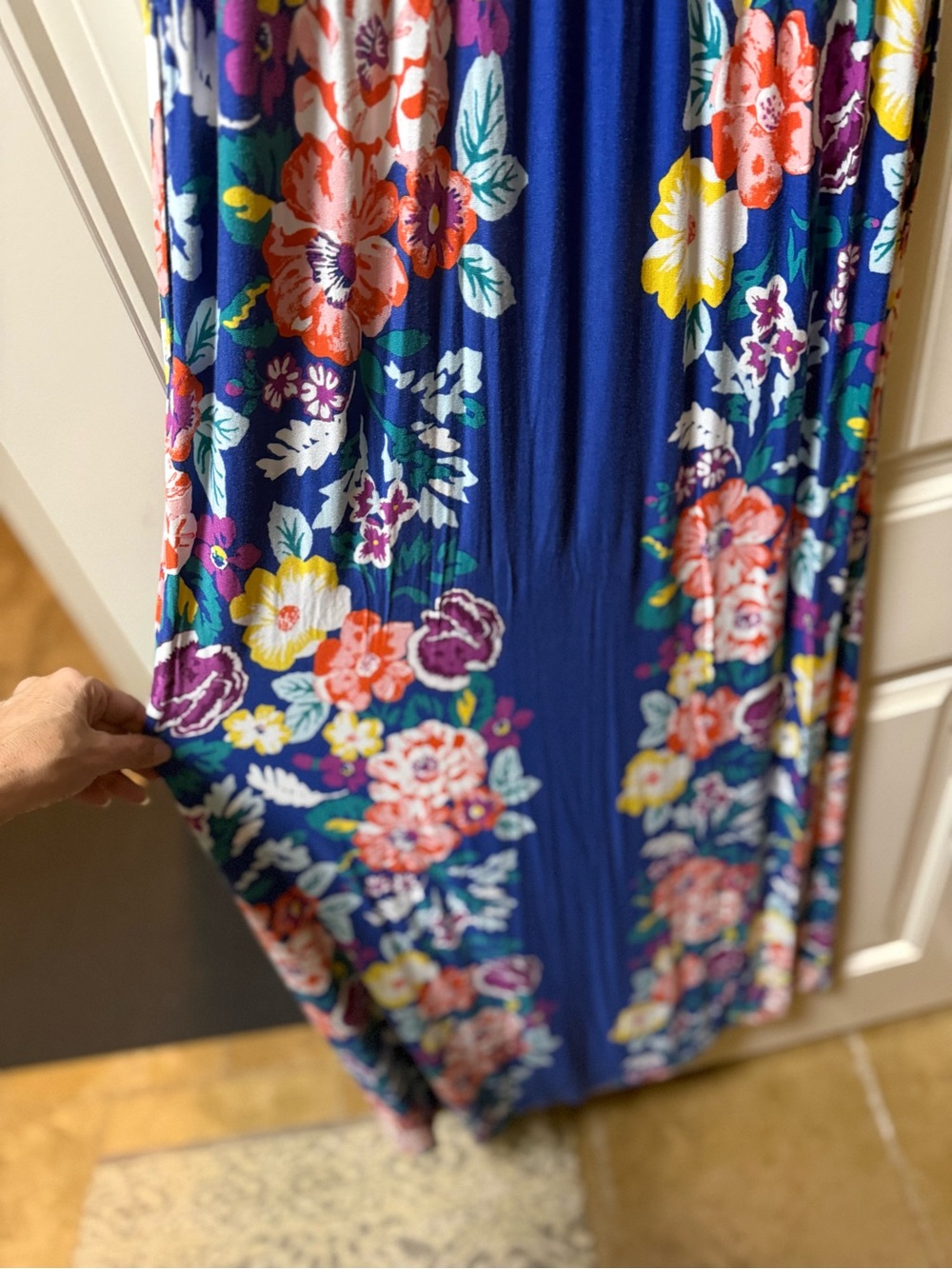 Soma Strapless Floral Maxi Dress in Blue with Pink, Purple & Yellow Flowers - Picture 7 of 7